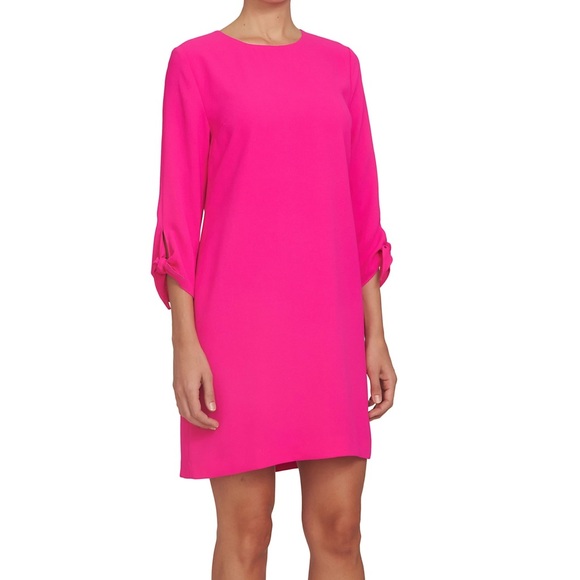 CeCe Dresses & Skirts - Cece tie sleeve hot pink crepe shift dress NEW